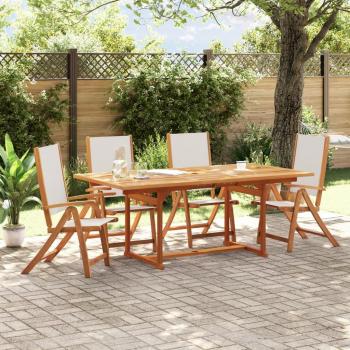 Sillas de jardín plegables 4 uds madera maciza acacia textileno