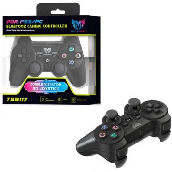 Mando Gaming Inalámbrico TS8117 con Bluetooth 5.0, Doble Vibración y Batería de 400mAh para PS3/PC - Negro