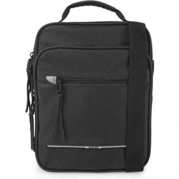 Jaslen Norwich Bandolera Porta Tablet para Hombre en Poliéster Negro con Correa Ajustable y Cremallera 101338