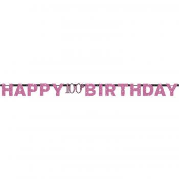 Amscan International – 9901766 2,13 M x 17 cm rosa celebración 100th cumpleaños prismáticas carta Banner