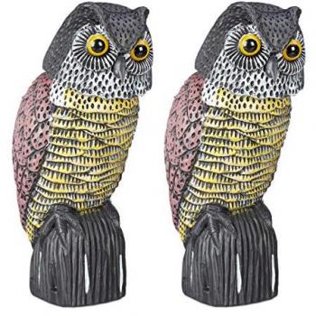 Búhos Espantapájaros Multicolor con Cabeza Giratoria - Decoración de Jardín y Ahuyentador de Aves (2 Unidades)