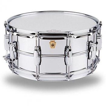 Ludwig LM402 tambor de caja de aluminio cromado liso 6,5 x 14 pulgadas con tapones imperiales y colador suprafónico