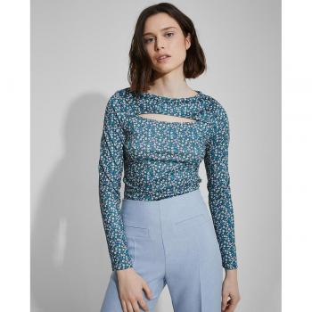 Naelle Camiseta Cut Out Estampado Floral Manga Larga Mujer