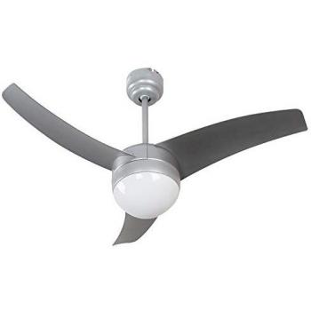 Ventilador de techo LED Simply Plata con luz, rosca E27, incluye mando a distancia