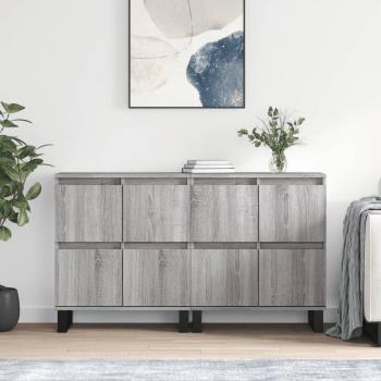 Aparador de Madera Contrachapada VidaXL - 2 Piezas, Almacenaje para Salón, Buffet, Armario Auxiliar, Color Gris Sonoma