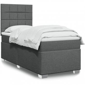 Cama box spring con colchón de muelles en tela gris oscuro 90x190 cm Vidaxl
