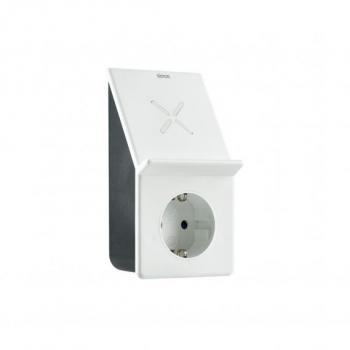 Base Eléctrica Simon 126x70x840 mm con 1 Toma TT, 1 USB y Soporte para Smartphone en Blanco/Negro