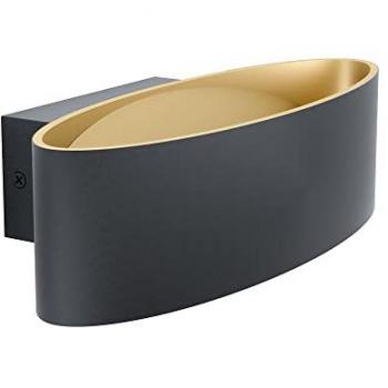 Aplique de Pared LED Maccacari Negro y Oro 10W, Luz Cálida 3000K, 1100 Lúmenes