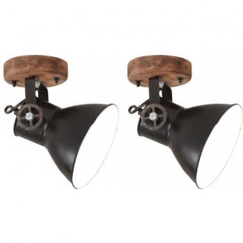 VidaXL Pack 2 Lámparas Industriales de Pared/Techo Negro E27
