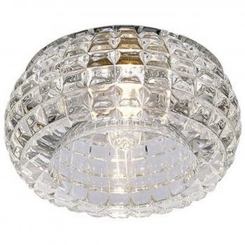Foco empotrable Ria Transparente 1 bombilla 6cm, Downlight redondo empotrable G9 Cube Pattern Cromo pulido, Cristal