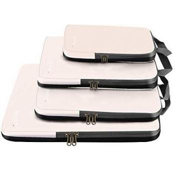 Amazon Brand - Eono Organizadores de Viaje de compresión expandibles, Impermeable Organizador de Maleta, Cubos de Embalaje, Compression Packing Cubes - Beige, 4-Set