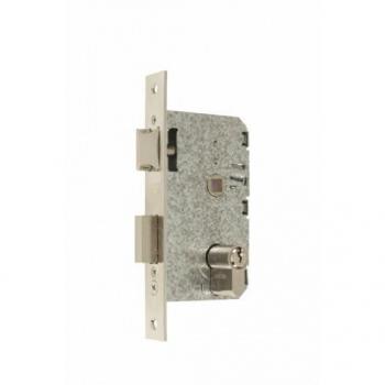 Cerradura de Embutir para Madera Mcm Serie 2501, Modelo 145AN311, Niquelada, con Canto Cuadrado, Medidas 23x45mm