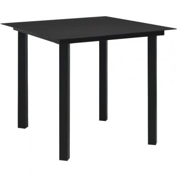 Mesa de jardín Día y Noche 80x80x74 cm en acero y vidrio negra