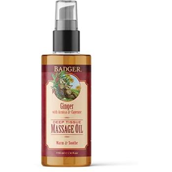 Badger Balm Ginger Deep Tissue Massage Oil with Arnica & Cayenne, 118 ml