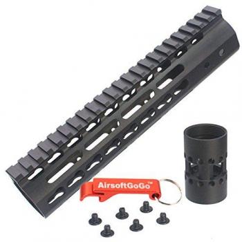 CNC Aluminio 9 Keymod Riel Guardamanos para Marui G&P M4 / M16 / SR16 / SR25 Serie Airsoft AEG - AirsoftGoGo Llavero Incluido