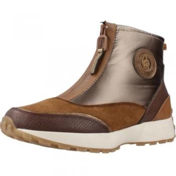 Botines de Piel para Mujer Carmela 161995 Camel con Cierre de Cremallera, Plano y Casual
