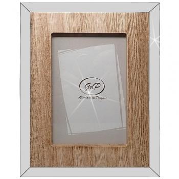 Marco portafotos metálico fotografía 10x15cm imitación madera superficie brillante