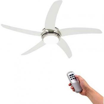 vidaXL Ventilador Lámpara Techo Mando Distancia 3 Velocidades Blanco Cromado