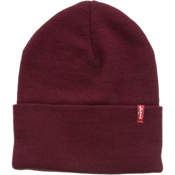 Levi's Slouchy Red Tab Beanie Gorro de Punto, Rojo