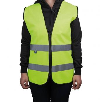 Chaleco reflectante con cremallera, color amarillo fluorescente