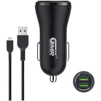 Cargador USB Dual 5V 2.4A 12W Carga Rápida 12V/24V Cable Lightning 100cm