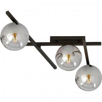 Plafón Smart EMIBIG LIGHTING negro/grafito, 3 luces, lámpara de techo de metal y cristal, dimensiones h: 25 x l: 51 cm