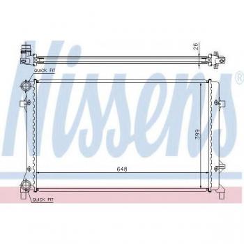 Radiador de refrigeración del motor NISSENS 65277, Aluminio, 650 x 415 x 23 mm, Aletas unidas mecánicamente, compatible con VOLKSWAGEN Golf 5 y Touran I