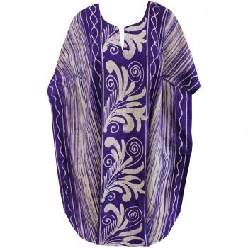 La Leela damas algodón hecho a mano puro dbatik túnica superior vestido noche kimono informal baño boho relajado manga corta floja abeto encubrir loungewear ropa playa la vendimia corto caftán púrpura