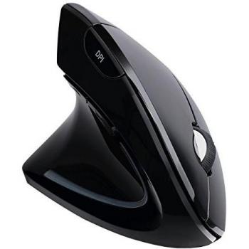 Adesso iMouse E90 Wireless mouse - 10m range - Ergonomic mouse - Vertical - Natural hand fit - Left-handed - Optical sensor - Black
