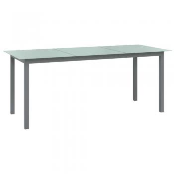 Aluminium and Glass Garden Dining Table Light Grey 190x90x74 cm