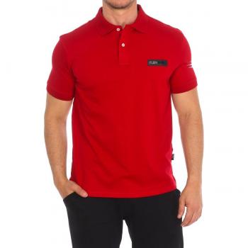 Plein Sport Men's Short-Sleeved Polo Shirt PIPS507 in Red, Polyester, Size Small