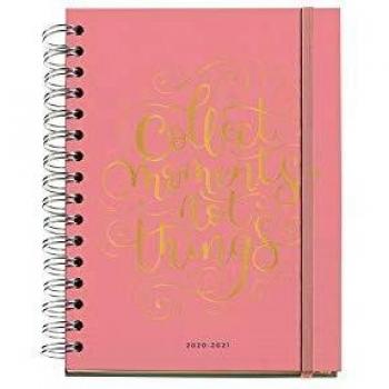 Miquelrius - Agenda Escolar Happy Letters Curso Lectivo 2020-2021, Español, Semana Vista, Tamaño 115 x 213 mm, Papel 90 g, Cubierta Dura, Collect Moments color Rosa