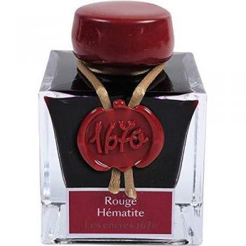 Herbin 15026JT- Un flacon d'encre pailletée d'or 1670 pour stylo-plume, roller, plume de verre et porte-plume 50 ml, Rouge hématite