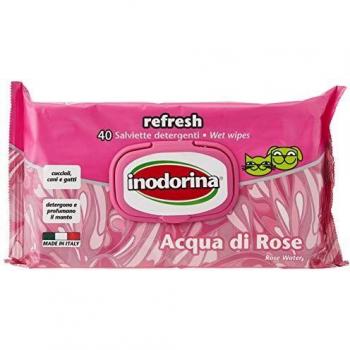 Inodorina Toallitas Desinfectantes para Perros y Gatos Refresh Agua de Rosas