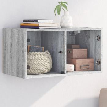 Armario de pared con puertas de vidrio gris Sonoma 68,5x37x35 cm