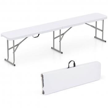 White Metal Outdoor Folding Picnic Bench Ottoman with Non-slip Feet - Portable Set of 1