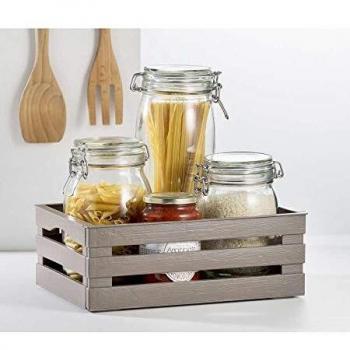 Estantería de plástico de 5 niveles 60 x 30 x 180 cm y Caja Multiusos Tina 2 Tortora 25 x 31 x 11,5 cm