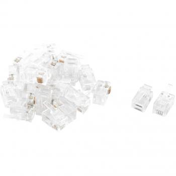 sourcing map Sourcingmap® Teléfono 4P4C RJ11 Teléfono Extremo del Adaptador de Cable Conector claros 22pcs