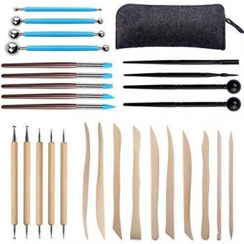 Aokyom Herramientas Modelado,28 PCS Herramientas Arcilla Polimérica,Cerámica Herramientas Arcilla Set Herramienta de Escultura Bolsa Almacenamiento Perfecto DIY Arte Cerámica Carpintería Principiantes
