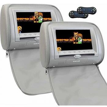 Monitores universal 7 pulgadas de doble apoyo para la cabeza del wth de control remoto con cremallera Almohada 2 entradas de vídeo par de reproductores de DVD con el regulador del juego