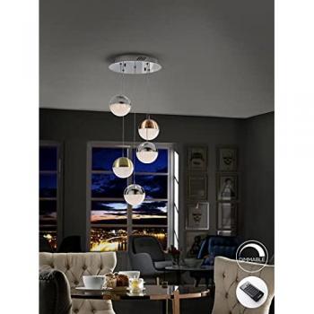 Lámpara Esférica LED Integrada Dimmable 5L con Control Remoto en Cromo, Latón y Cobre Ø33cm