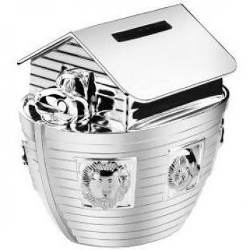 Hucha de Plata Arca de Noé 12x8x11cm Protección Antioxidante