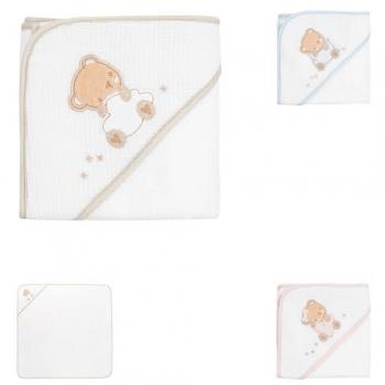 Toalla con capucha Kikkaboo Dream Big 90x90 cm algodón diseño de animales color beige