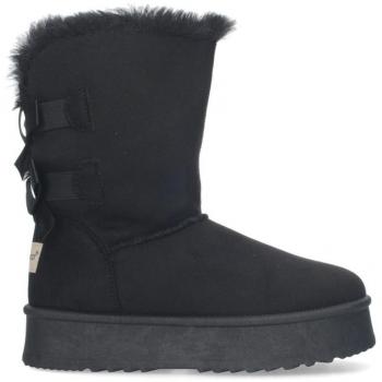 PUNTOSALAO Botas australianas altas de plataforma lazos para mujer color negro