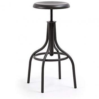 Kave Home - Taburete Alto de Bar Britney Negro Regulable 65-85 cm de Acero