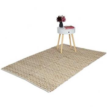 Alfombra de Yute Antideslizante, Tapete Geométrico para Pasillo y Cocina, 120x180cm, Marrón Claro