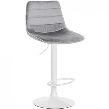 Taburete de bar regulable y giratorio en terciopelo gris CLP Lex