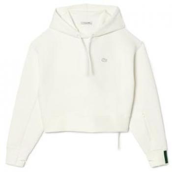 Sudadera con capucha Lacoste para mujer, color blanco, talla 38, diseño corto con pequeño logo