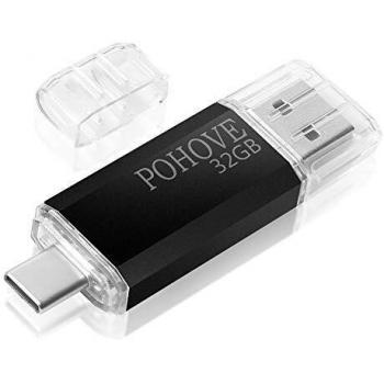POHOVE Pendrive 32gb, Tipo C Memory USB 32gb 2 en 1 USB C Flash Drive 32 GB para Huawei, Xiaomi, Oneplus, Smartphones Android, Windows, PC, Tabletas y Otras Dispositivos USB o Type C