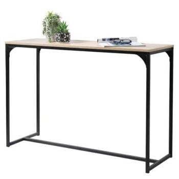 Consola de Entrada Estilo Industrial RANONG - Estructura de Metal Negro y Tablero en Roble Claro